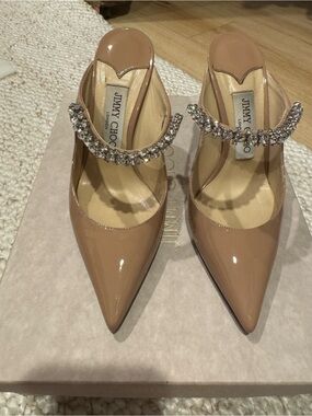 Jimmy Choo Women's Bing 100 Embellished High Heel Mules Blush